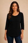BLUSA DECOTE CANOA TEXTURIZADA PRETO..